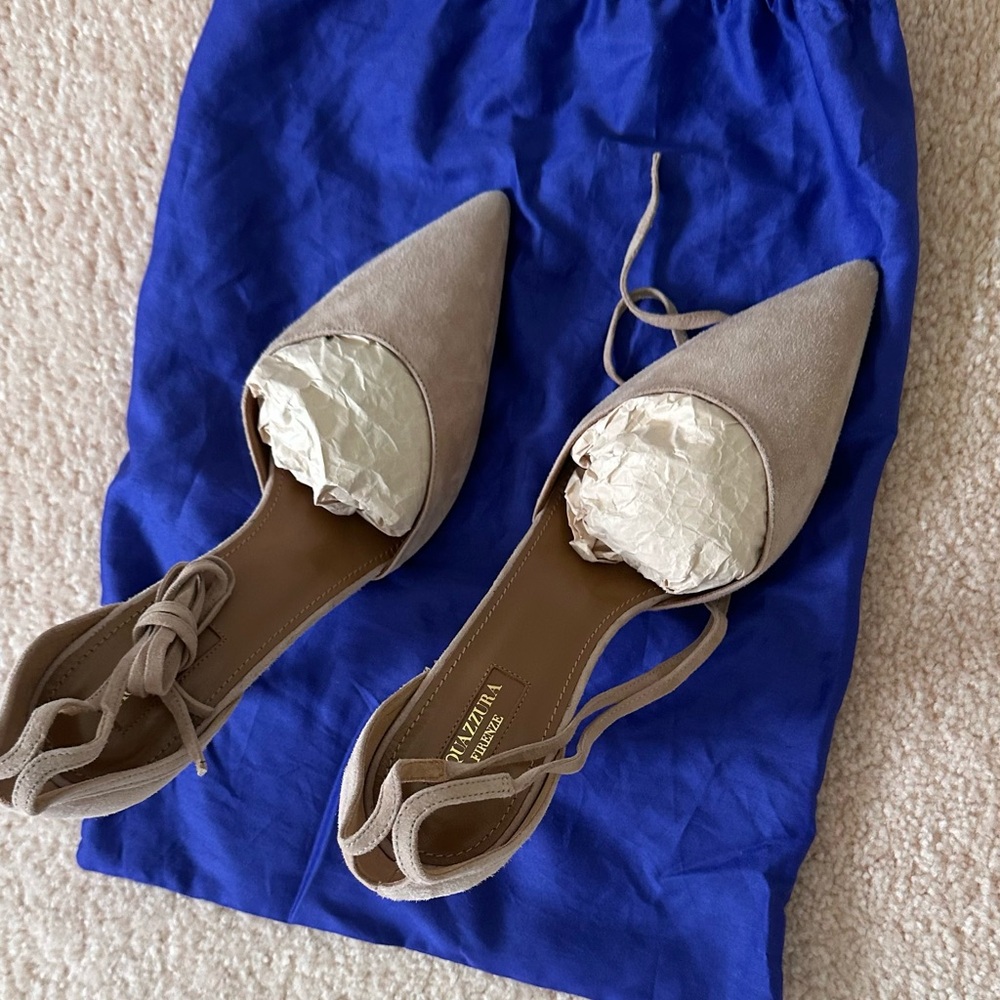 Aquazzura Beige Suede Pointed Heels - Picture 2 of 6